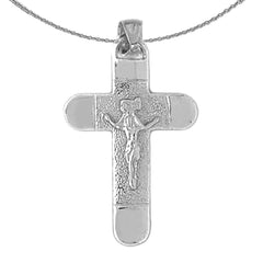 Sterling Silver Crucifix Pendant (Rhodium or Yellow Gold-plated)