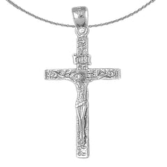 Sterling Silver Crucifix Pendant (Rhodium or Yellow Gold-plated)