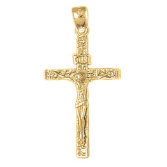 Yellow Gold-plated Silver Crucifix Pendant