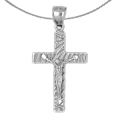 Sterling Silver Crucifix Pendant (Rhodium or Yellow Gold-plated)