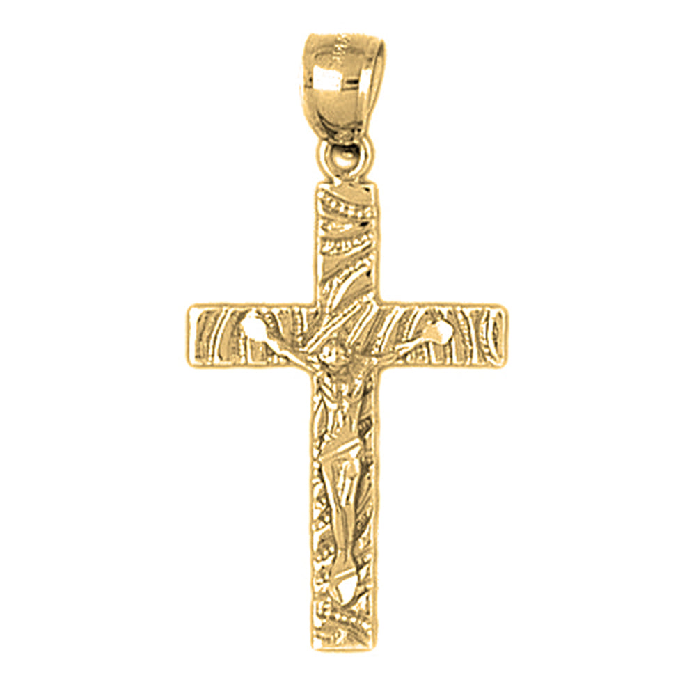 Yellow Gold-plated Silver Crucifix Pendant