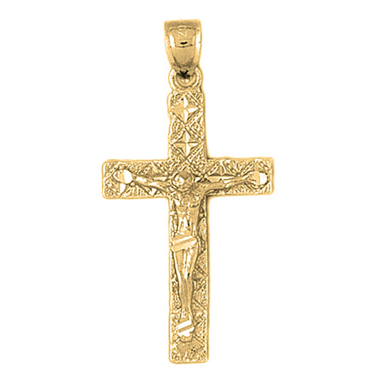 Yellow Gold-plated Silver Crucifix Pendant