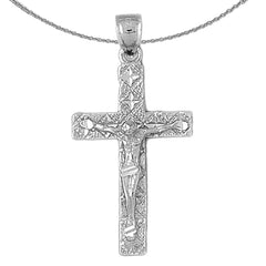 Sterling Silver Crucifix Pendant (Rhodium or Yellow Gold-plated)