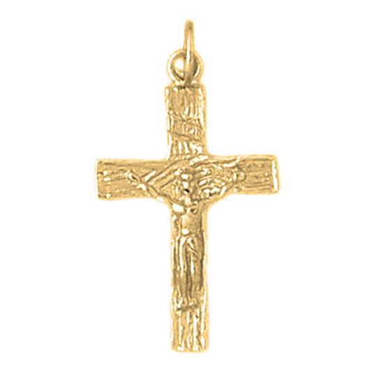 Yellow Gold-plated Silver Crucifix Pendant