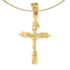 Sterling Silver Crucifix Pendant (Rhodium or Yellow Gold-plated)