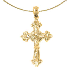 Sterling Silver Crucifix Pendant (Rhodium or Yellow Gold-plated)