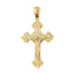 Yellow Gold-plated Silver Crucifix Pendant