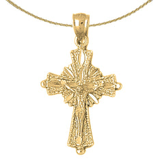 Sterling Silver Crucifix Pendant (Rhodium or Yellow Gold-plated)