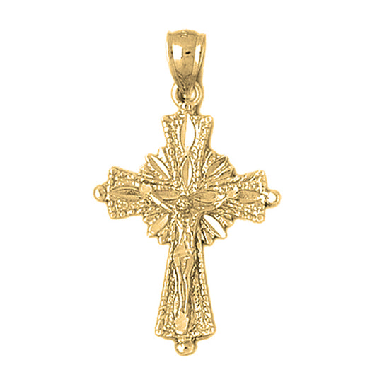 Yellow Gold-plated Silver Crucifix Pendant