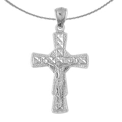 Sterling Silver Crucifix Pendant (Rhodium or Yellow Gold-plated)