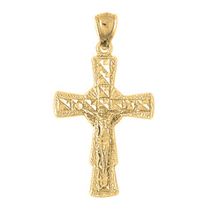 Yellow Gold-plated Silver Crucifix Pendant