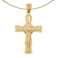 Sterling Silver Crucifix Pendant (Rhodium or Yellow Gold-plated)