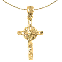 Sterling Silver Crucifix Pendant (Rhodium or Yellow Gold-plated)