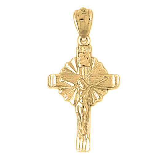 Yellow Gold-plated Silver Crucifix Pendant