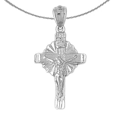 Sterling Silver Crucifix Pendant (Rhodium or Yellow Gold-plated)