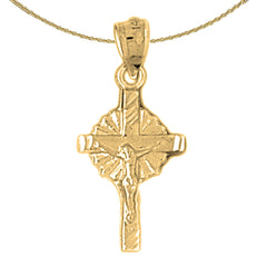 Sterling Silver Crucifix Pendant (Rhodium or Yellow Gold-plated)