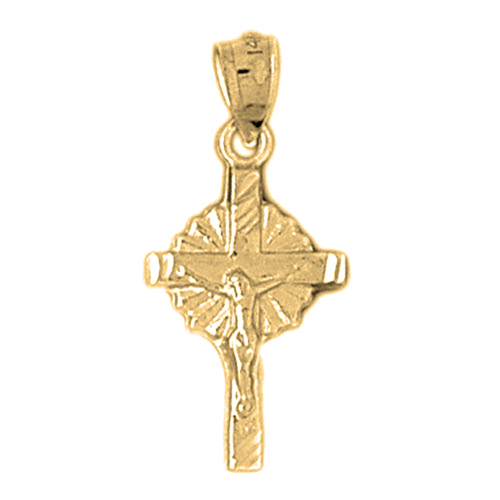 Yellow Gold-plated Silver Crucifix Pendant