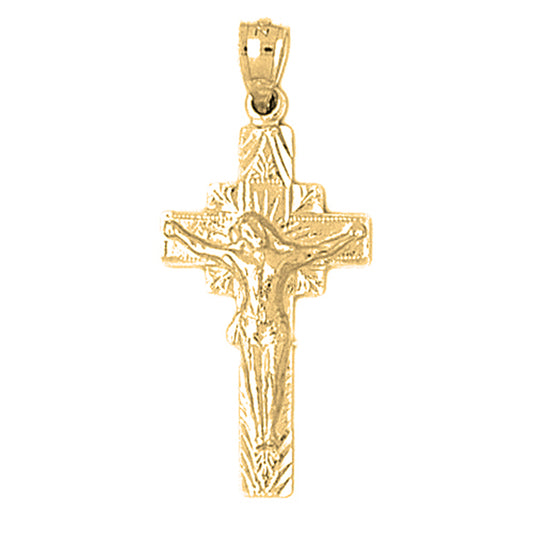 Yellow Gold-plated Silver Crucifix Pendant