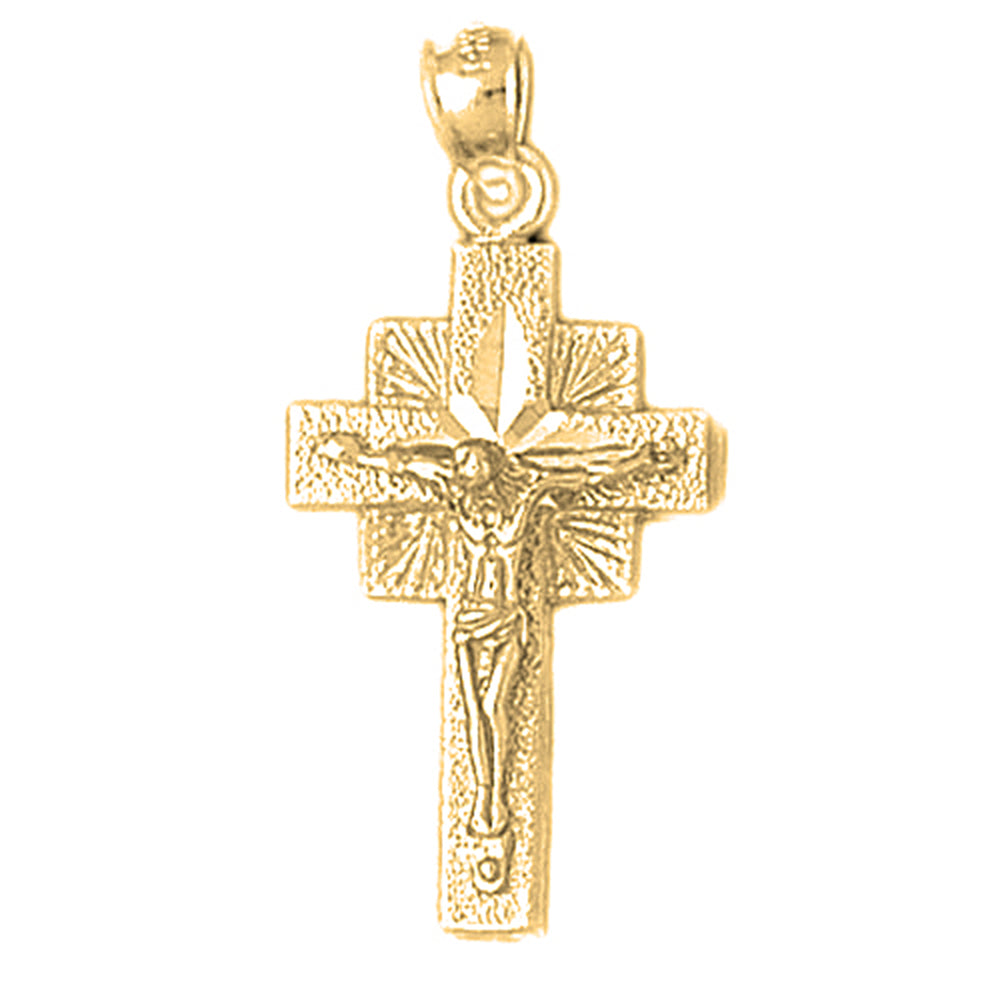 Yellow Gold-plated Silver Crucifix Pendant