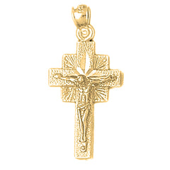 Yellow Gold-plated Silver Crucifix Pendant