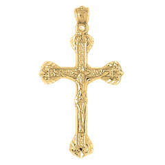 Yellow Gold-plated Silver Crucifix Pendant