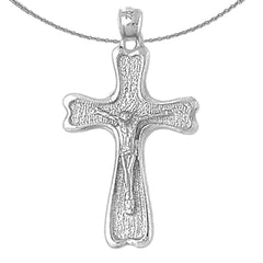 Sterling Silver Crucifix Pendant (Rhodium or Yellow Gold-plated)