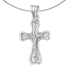 Sterling Silver Crucifix Pendant (Rhodium or Yellow Gold-plated)