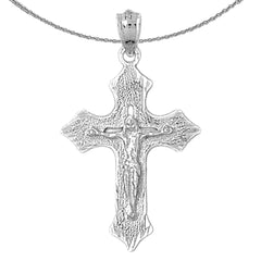 Sterling Silver Crucifix Pendant (Rhodium or Yellow Gold-plated)