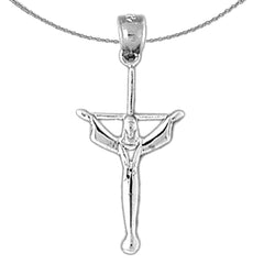 Sterling Silver Crucifix Pendant (Rhodium or Yellow Gold-plated)