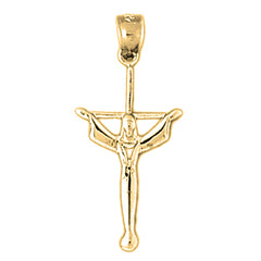 Yellow Gold-plated Silver Crucifix Pendant