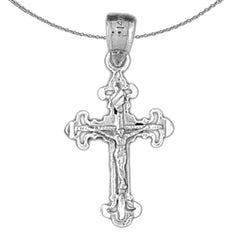 Sterling Silver Crucifix Pendant (Rhodium or Yellow Gold-plated)