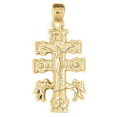 Yellow Gold-plated Silver Crucifix Pendant