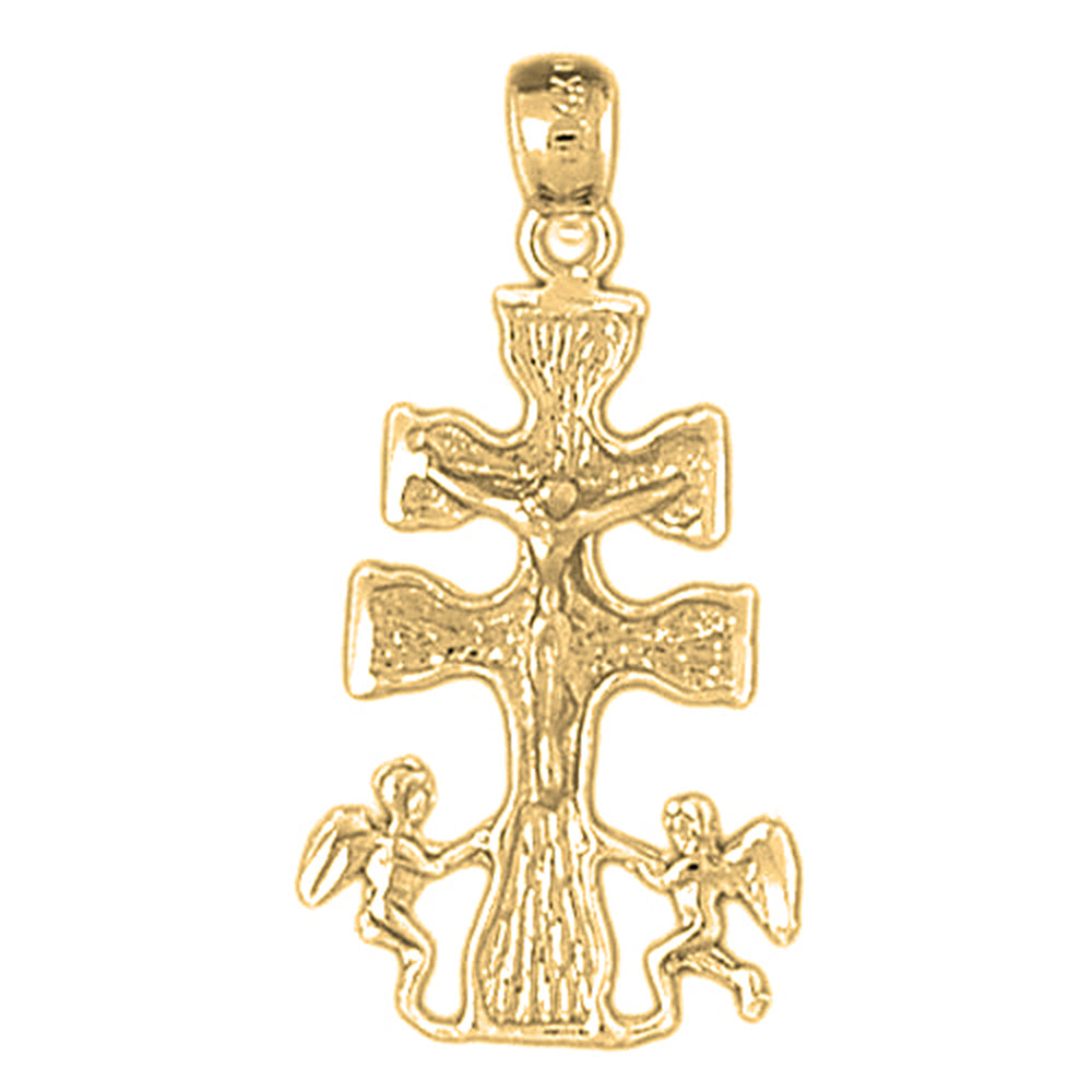 Yellow Gold-plated Silver Crucifix Pendant