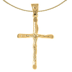 Sterling Silver Crucifix Pendant (Rhodium or Yellow Gold-plated)