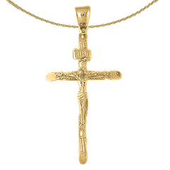 Sterling Silver Crucifix Pendant (Rhodium or Yellow Gold-plated)