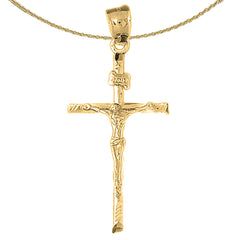 Sterling Silver Crucifix Pendant (Rhodium or Yellow Gold-plated)