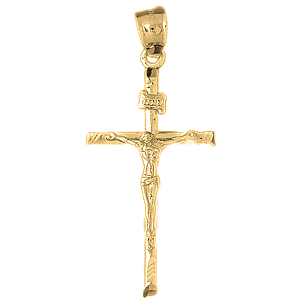 Yellow Gold-plated Silver Crucifix Pendant