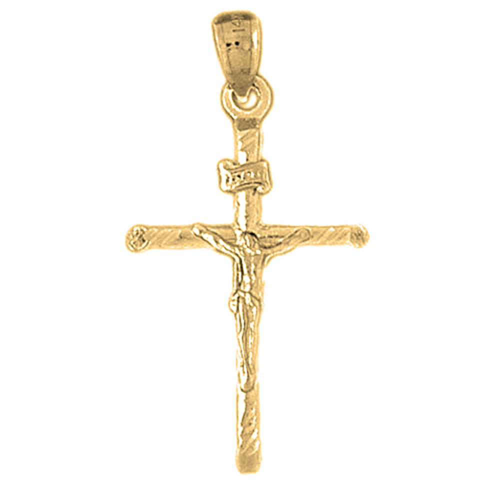 Yellow Gold-plated Silver Crucifix Pendant