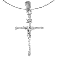 Sterling Silver Crucifix Pendant (Rhodium or Yellow Gold-plated)