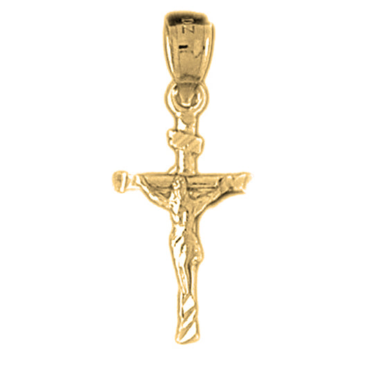 14K or 18K Gold Hollow INRI Crucifix Pendant