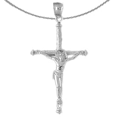 Sterling Silver Crucifix Pendant (Rhodium or Yellow Gold-plated)