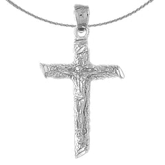 Sterling Silver Crucifix Pendant (Rhodium or Yellow Gold-plated)