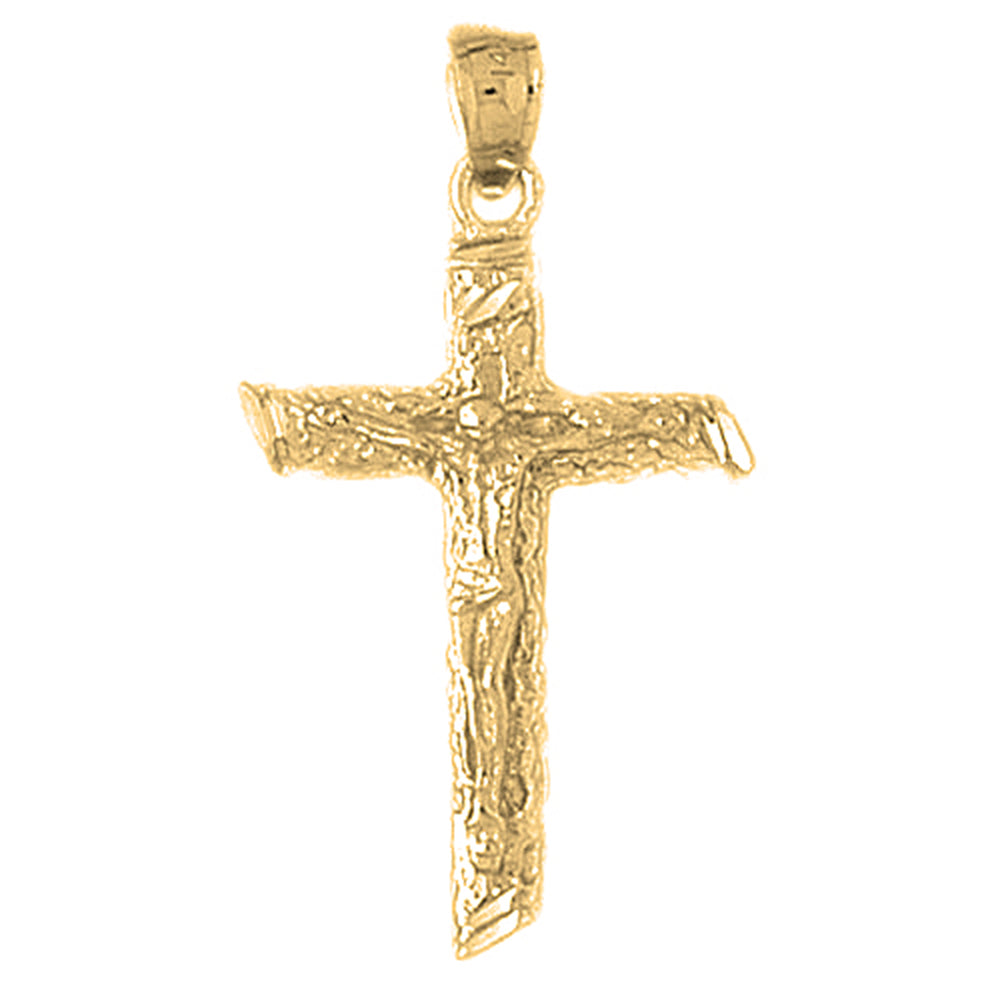 Yellow Gold-plated Silver Crucifix Pendant