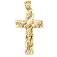 Yellow Gold-plated Silver Crucifix Pendant