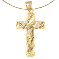 Sterling Silver Crucifix Pendant (Rhodium or Yellow Gold-plated)