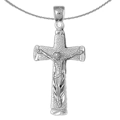 Sterling Silver Crucifix Pendant (Rhodium or Yellow Gold-plated)