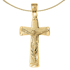 Sterling Silver Crucifix Pendant (Rhodium or Yellow Gold-plated)