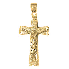 Yellow Gold-plated Silver Crucifix Pendant