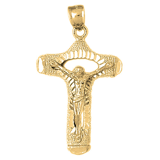 Yellow Gold-plated Silver Crucifix Pendant