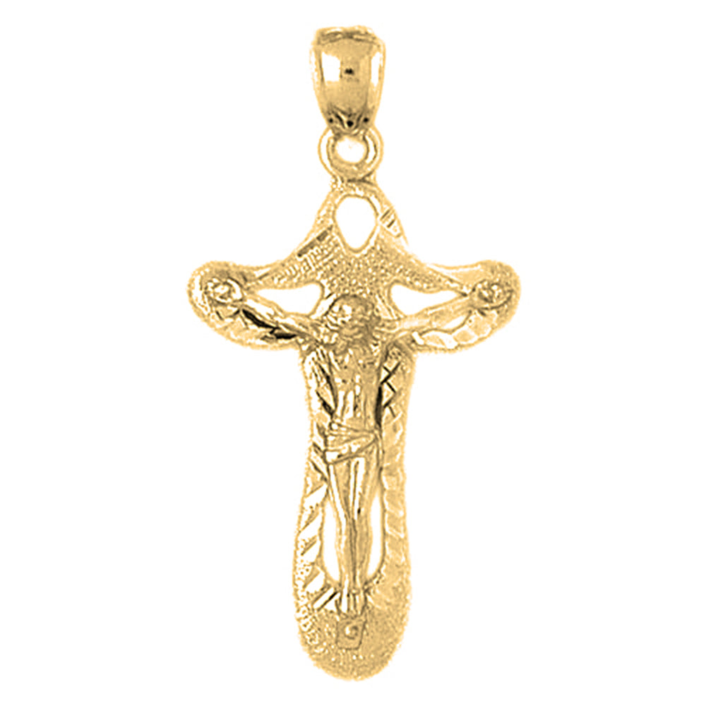 Yellow Gold-plated Silver Crucifix Pendant